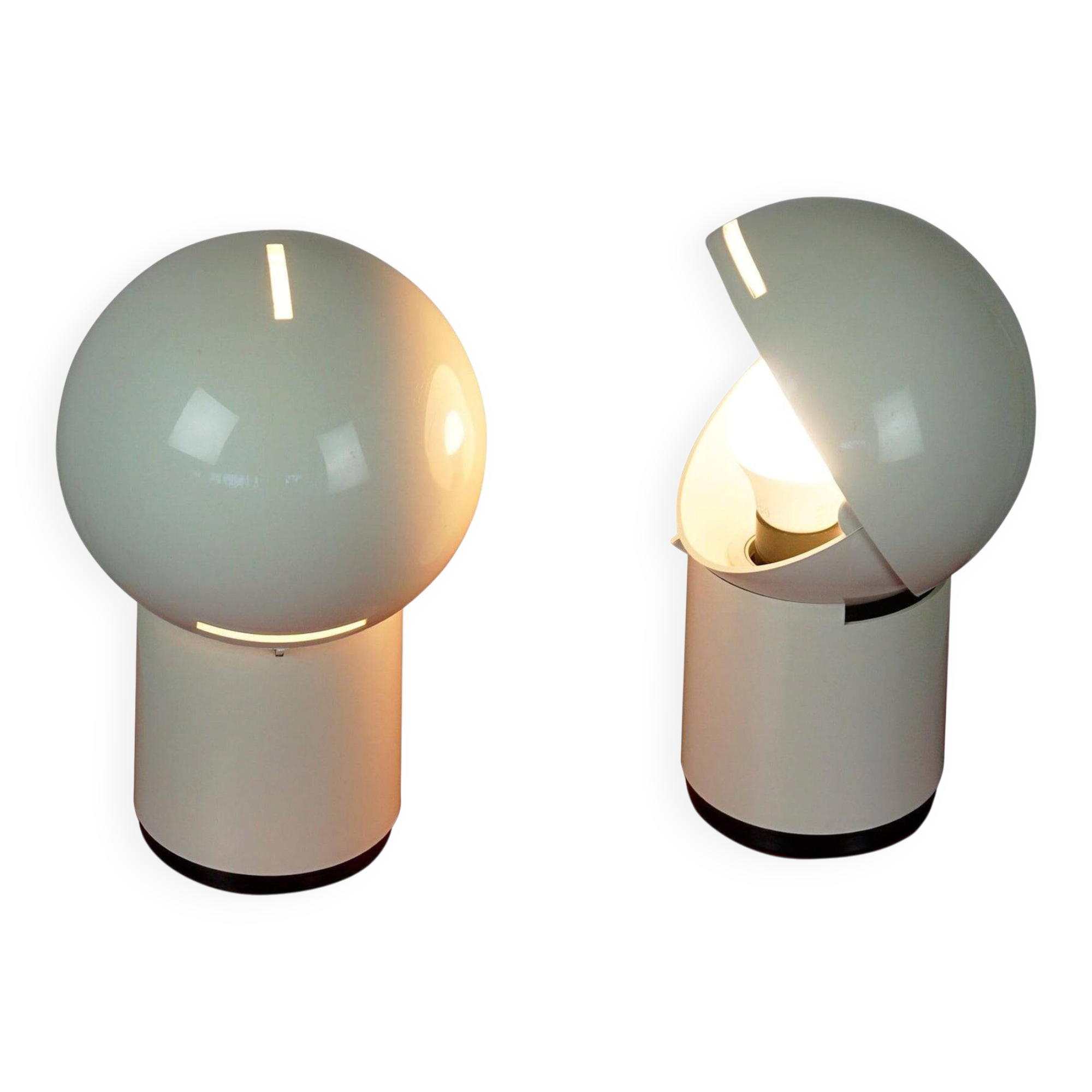 Lampes de table "Asteroidi" blanches italiennes de l'ère spatiale par Siberin Caronno