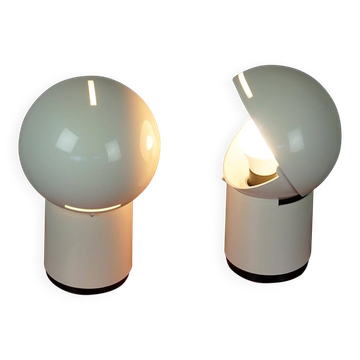 Lampes de table "Asteroidi" blanches italiennes de l'ère spatiale par Siberin Caronno