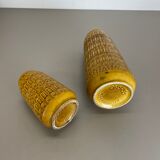 Set of two pottery fat lava vases "ochre" by scheurich, germany, 1970s