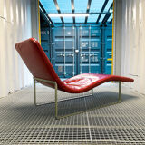 B&B Italia red leather lounge chair by Jeffrey Bernett