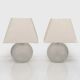 Set of 2 glass table lamps with diamond pattern.