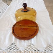 Cloche à fromage et son plateau en bois d'olivier