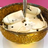 Ornate glass and brass wall or ceiling lamp