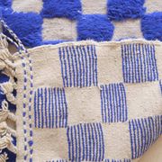 Moroccan blue checkered rug - 289 x 225 cm