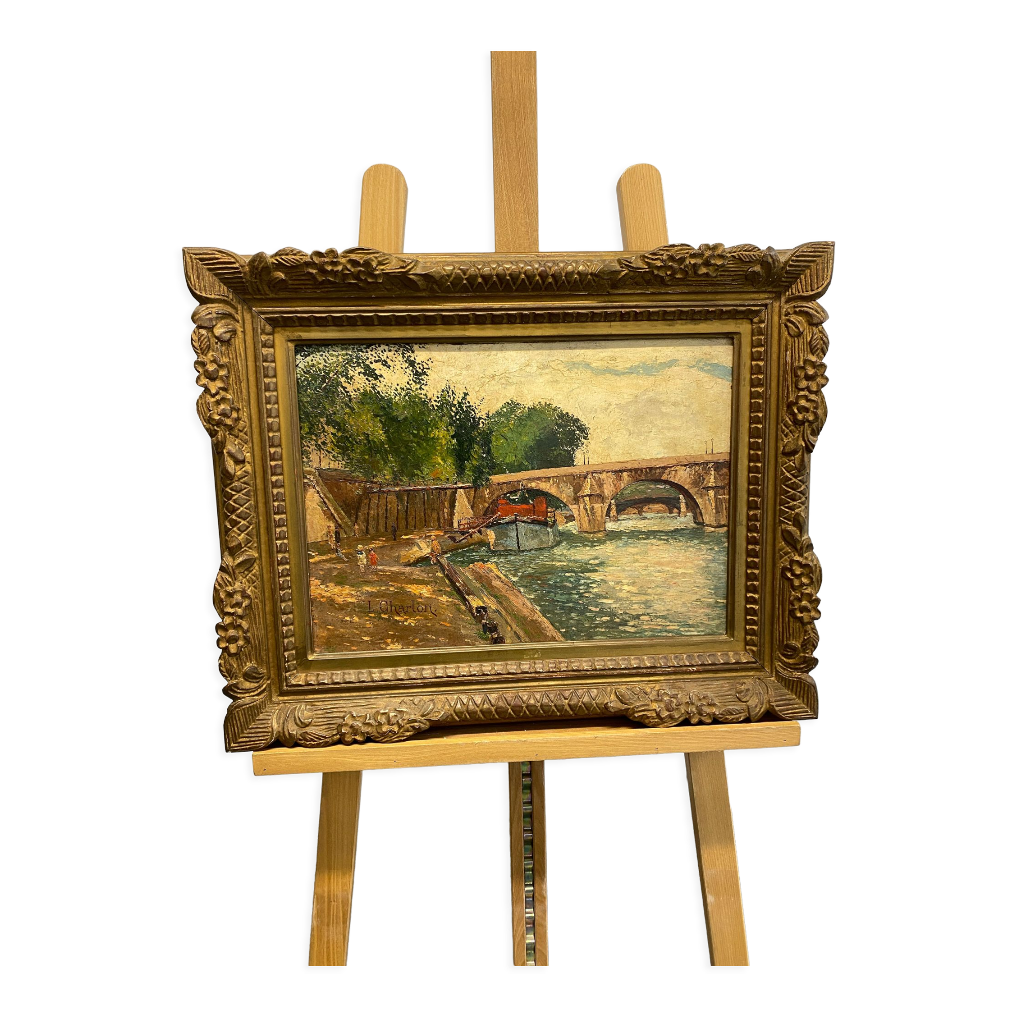 Parisian Seine quay signed L.Chardon