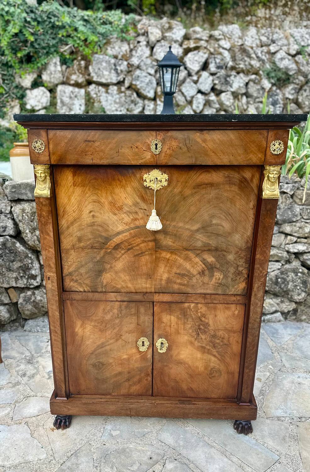 Empire period mahogany burl secretary from Egypt