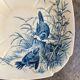 Grand compotier Gien en terre de fer bleue, service "Oiseaux" vers 1870