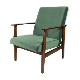 Fauteuil en velours vert vintage, années 1970
