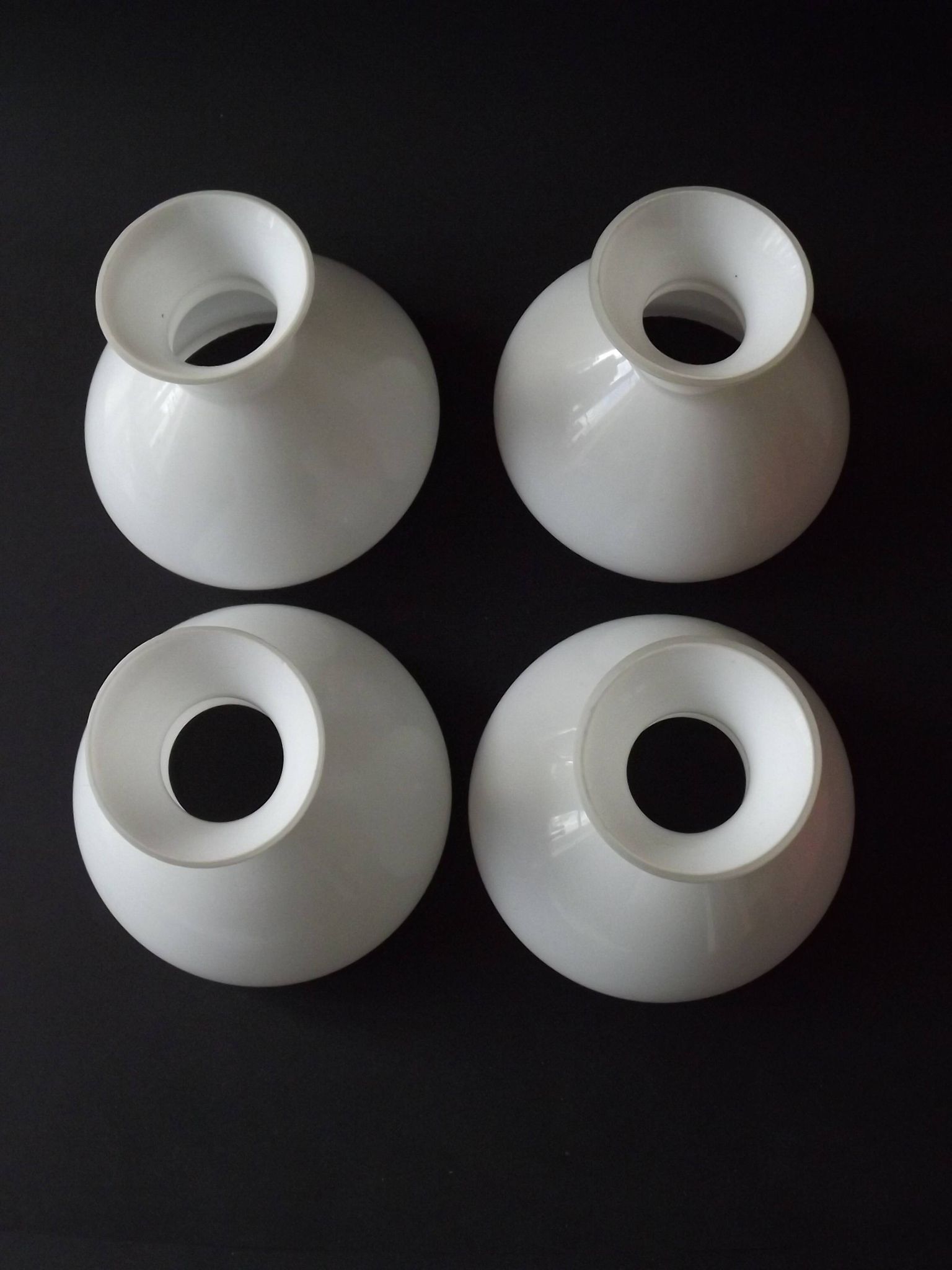 Set of 4 French Vintage White Opaline Glass Replacement Shade