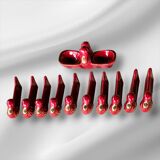 Set of 10 majolica knife rests and salt shaker, 1950