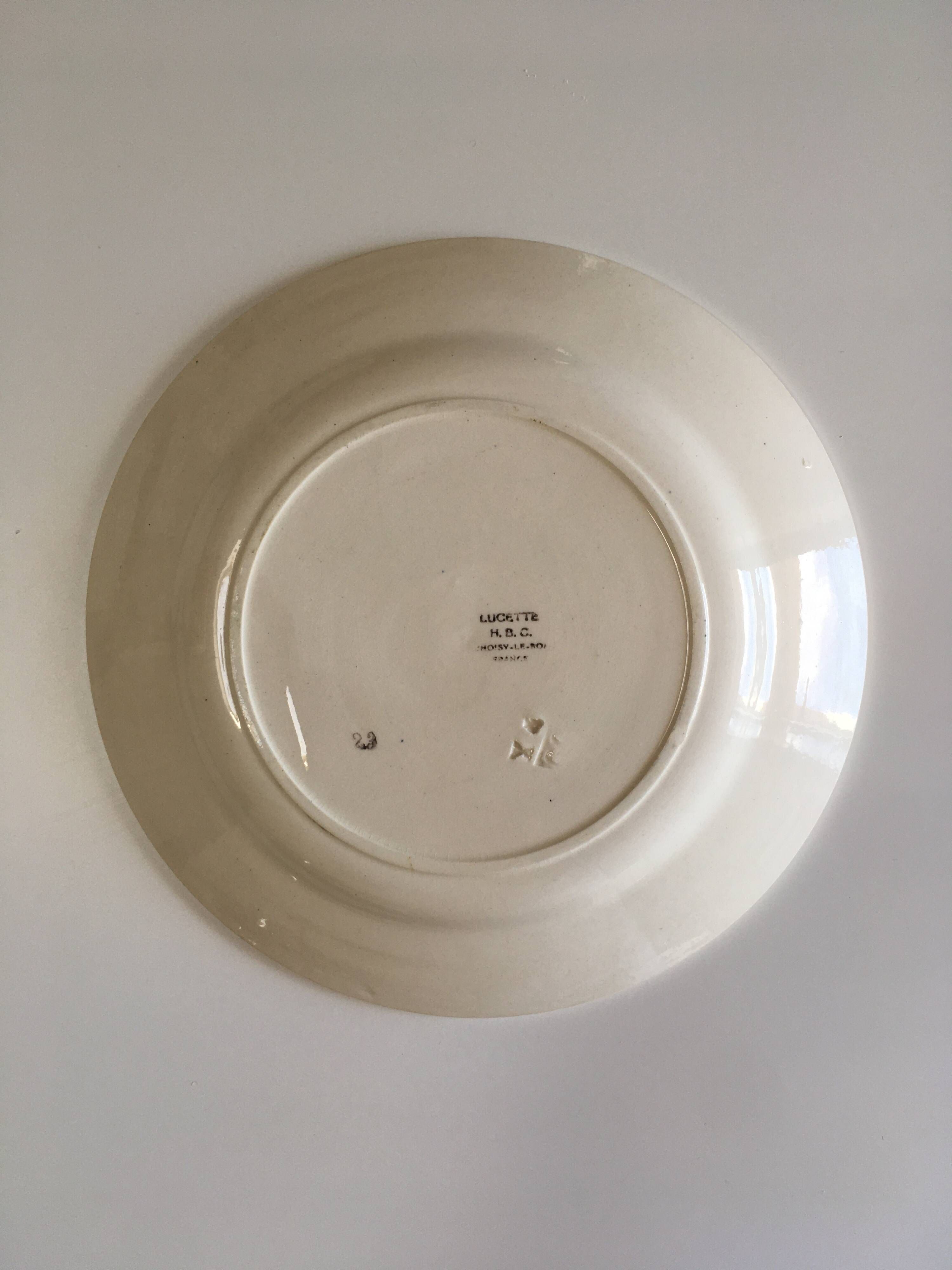 Set of 6 vintage earthenware plates - 1940s-1950s