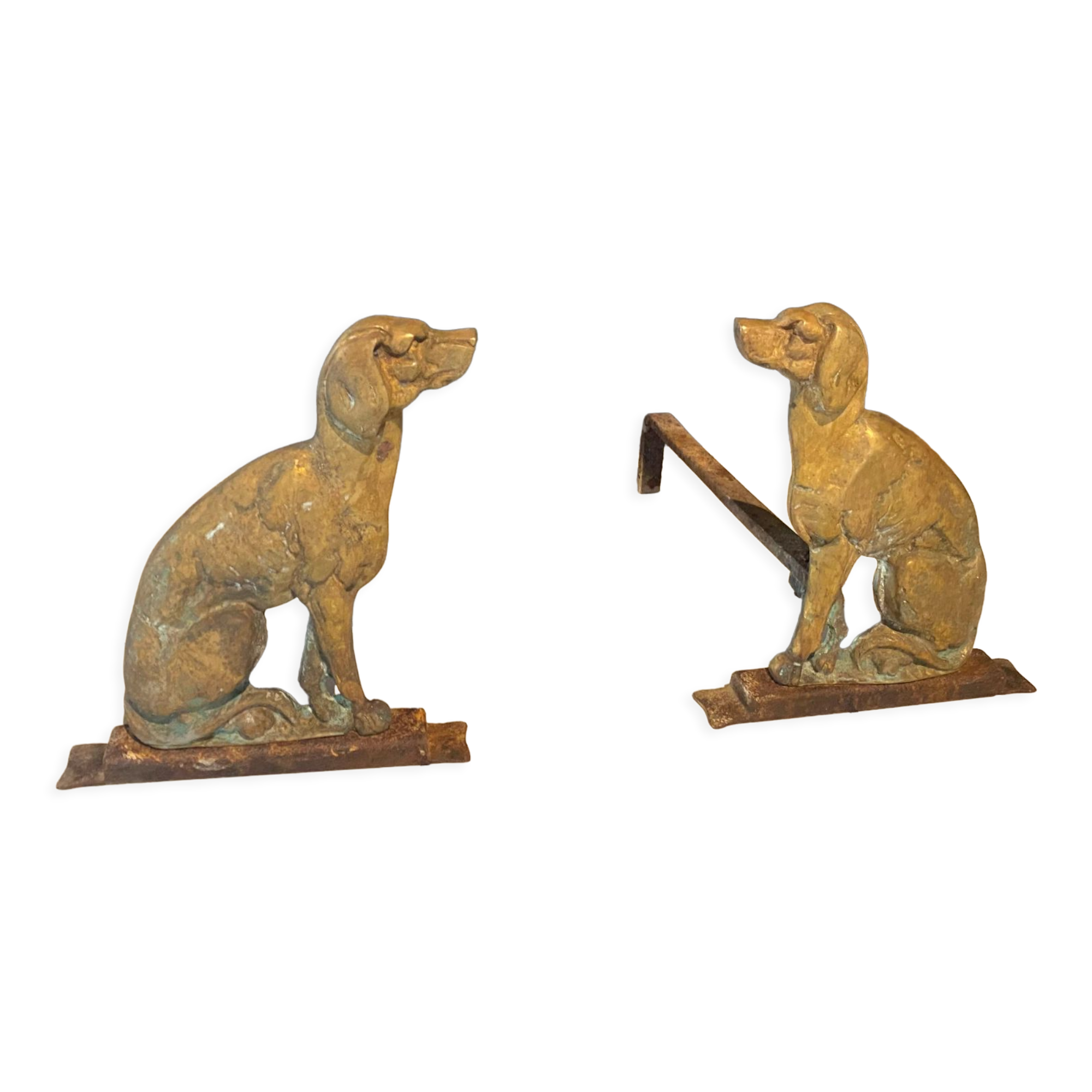 Pair of chenets "dog"