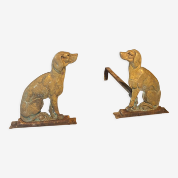 Pair of chenets "dog"