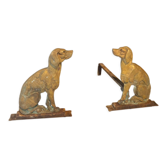 Pair of chenets "dog"