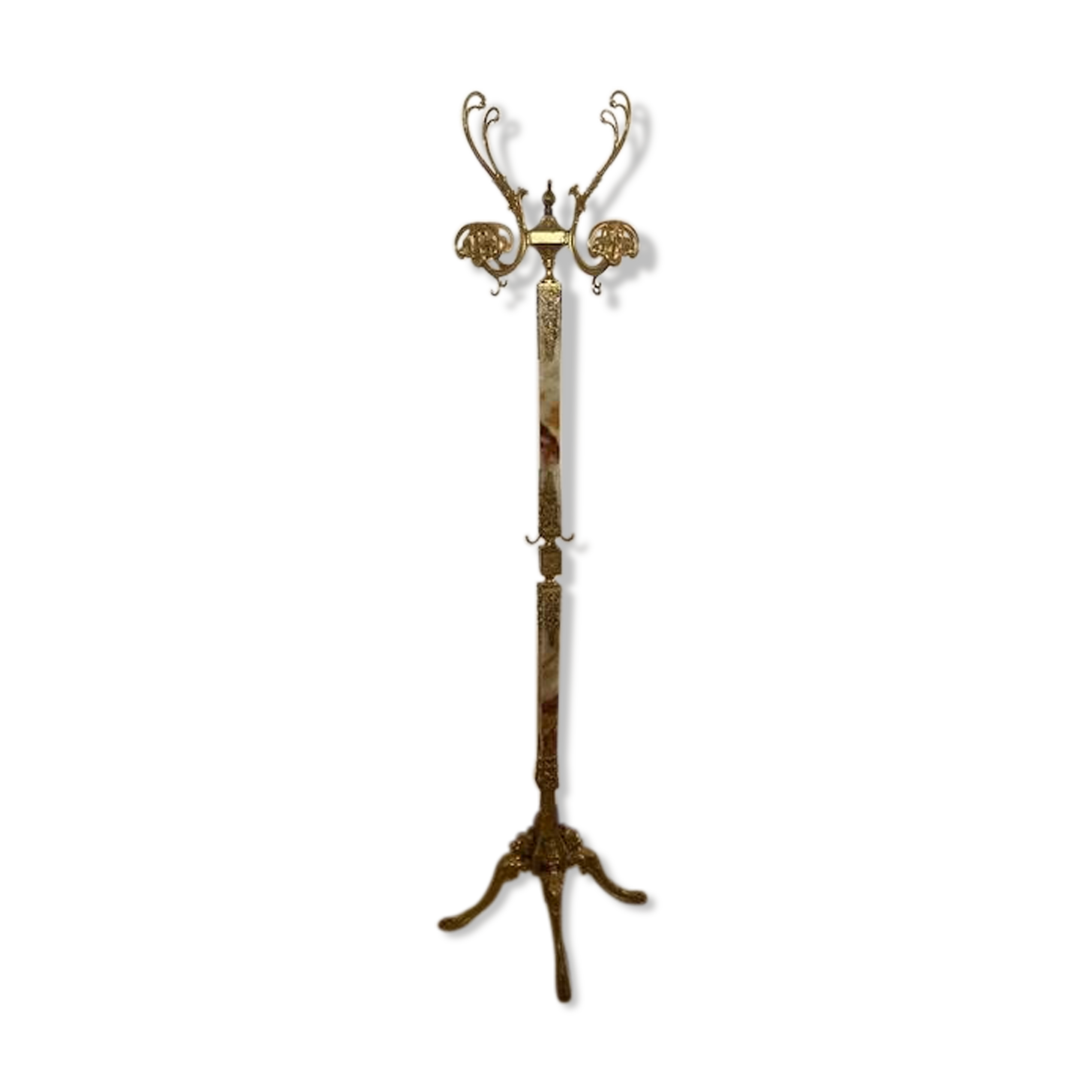 Marble and brass coat rack