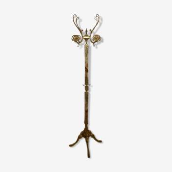 Marble and brass coat rack