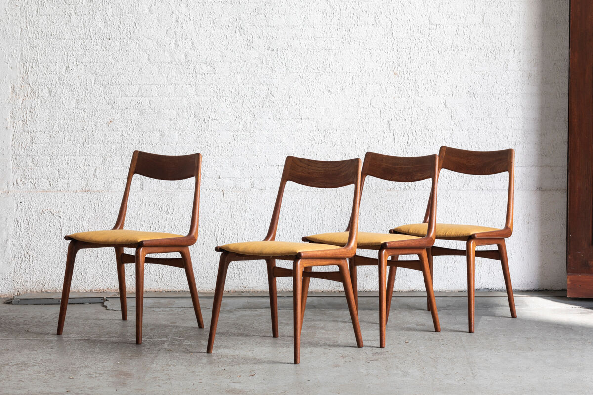 Set of 4 boomerang dining chairs by Alfred Christensen, Denmark 1960
