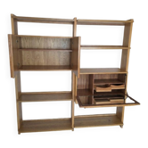 Scandi-Modern Wood Veneer Library-Bar (1970s)