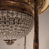 Plafonnier moderniste en laiton et verre, Tchécoslovaquie, années 1900.