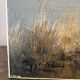 Village by the water, oil on paper signed