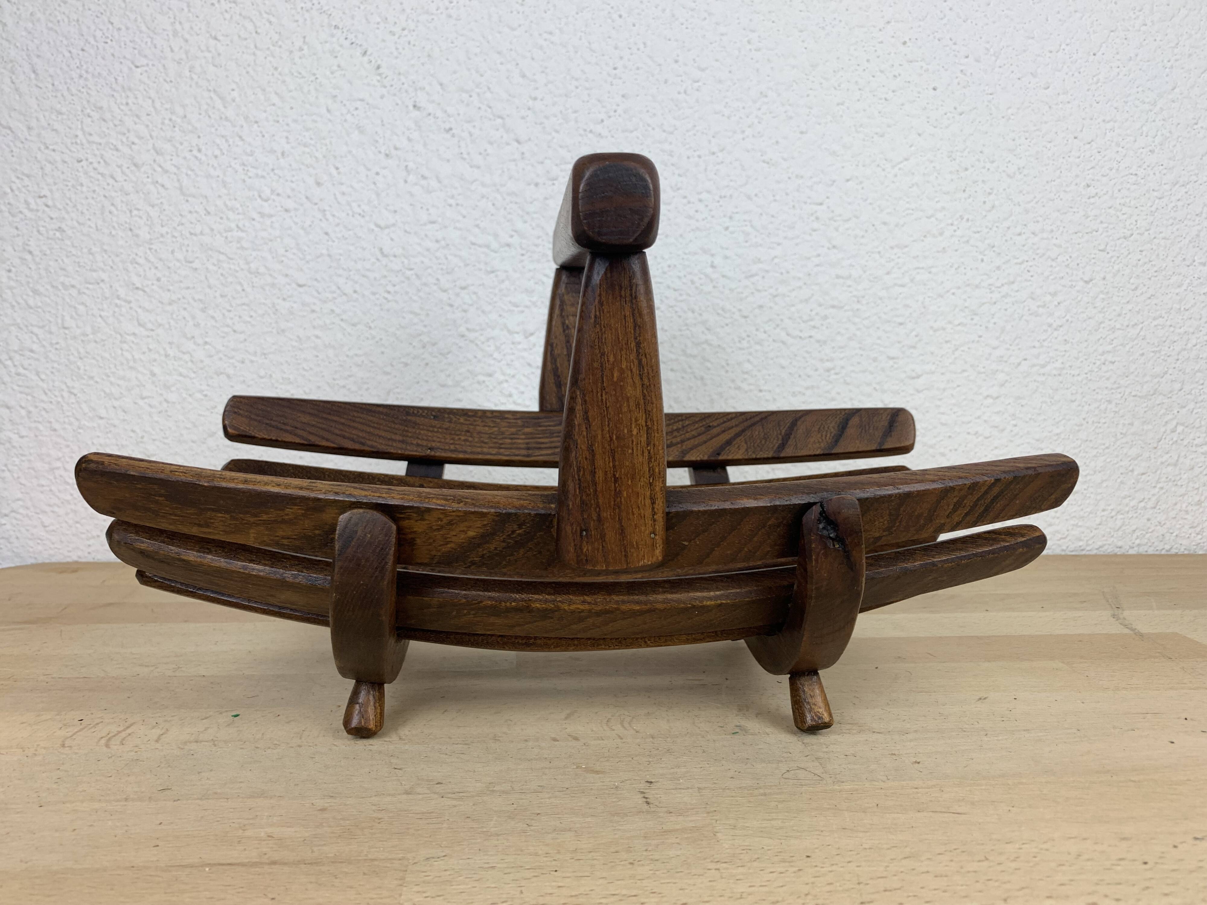 Brutalist wooden Scandinavian fruit basket