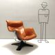Karuselli Lounge Chair by Yrjö Kukkapuro for Haimi in Orange Leather, 1970s
