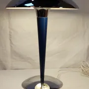 Vintage blue and chrome ocean liner lamp, double lighting, Collins 70s style.