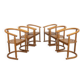 Ensemble de 6 chaises de salle à manger en bois courbé, par Allmilmö, années 1980