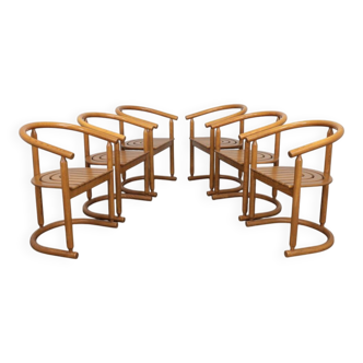 Set of 6 bentwood dining chairs by Allmilmö, 1980s