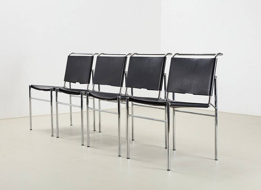 Eileen Gray Set of 4 Roque Brune Dining Chairs for Classicon 1927/1990s