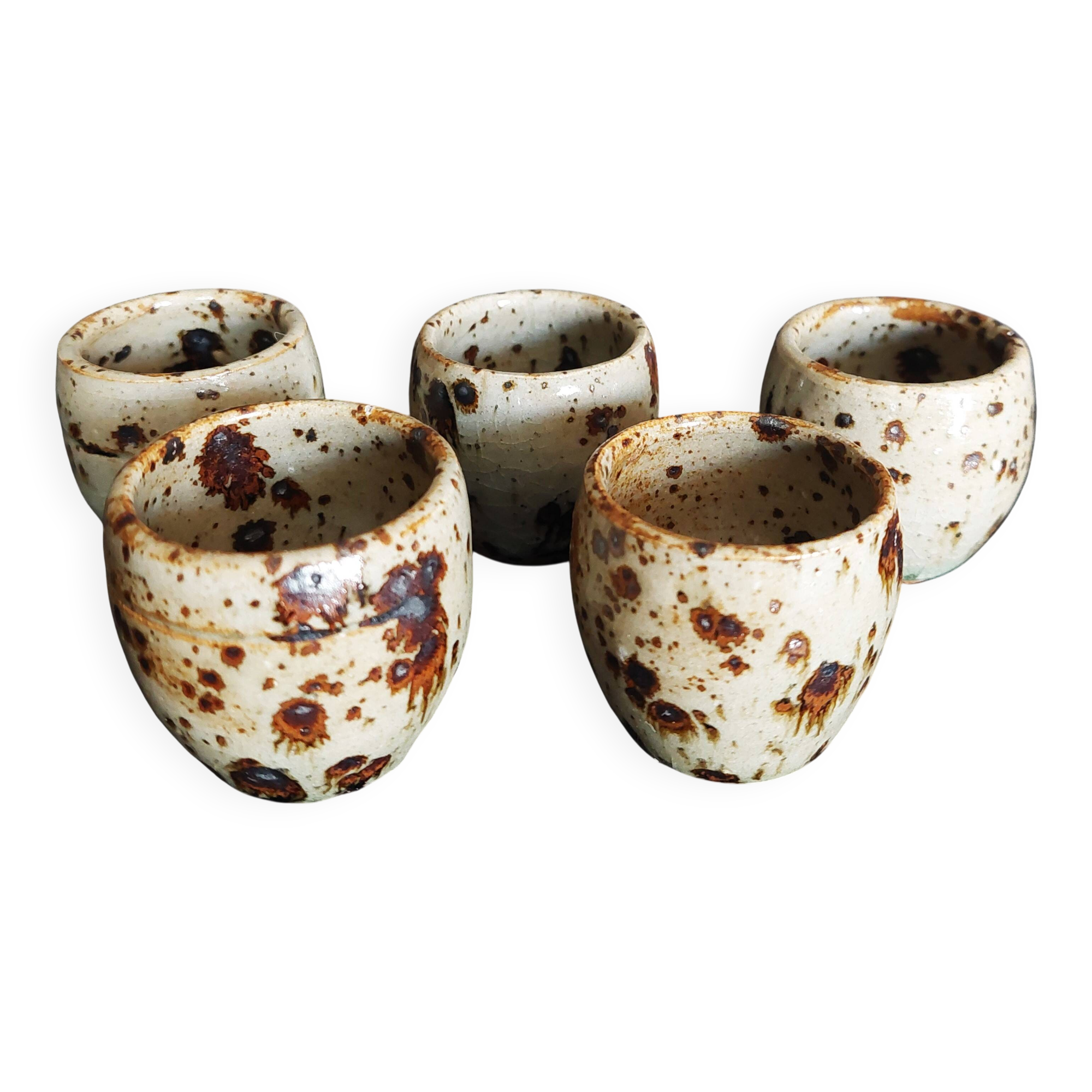 Set of 20th-century stoneware liqueur glasses