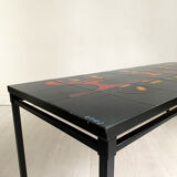 60's enamelled ceramic and metal coffee table