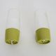 Pair of vintage pop wall lights in pastel green PVC and glass globe. 70s