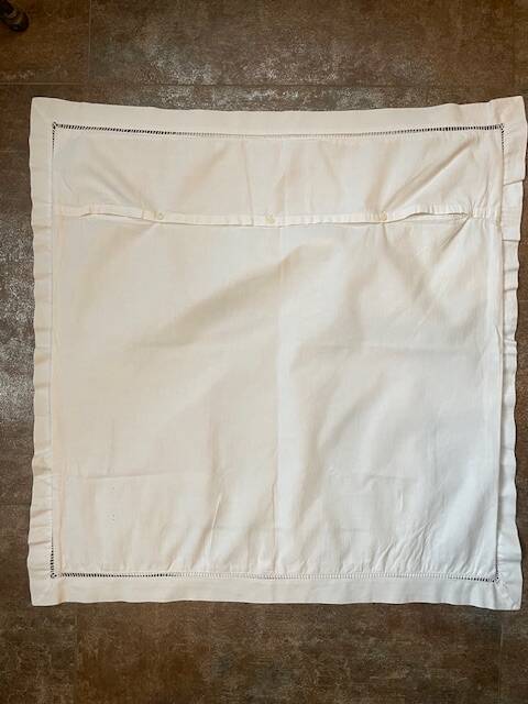 Antique embroidered pillowcase with venetian lace