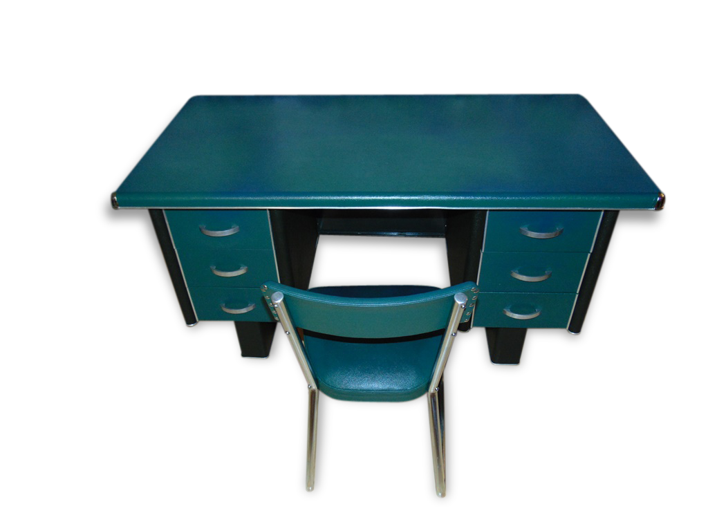 Office Industrial Metal covered of Skai green, 1950s