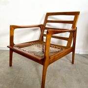 Lot armchairs and sofa 60 years Scandinavian design in vintage blond teak