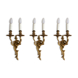 3 wall sconces - Louis XV / Rocaille style in gold