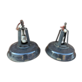 Pair of lamps industrial suspension enamelled mazda reflecto lux