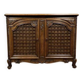 Louis XV double secret woodwork sideboard curved in oak circa 1900