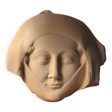 Masque funéraire XIVe - Moulage officiel Louvre (1979) - Patine lumineuse