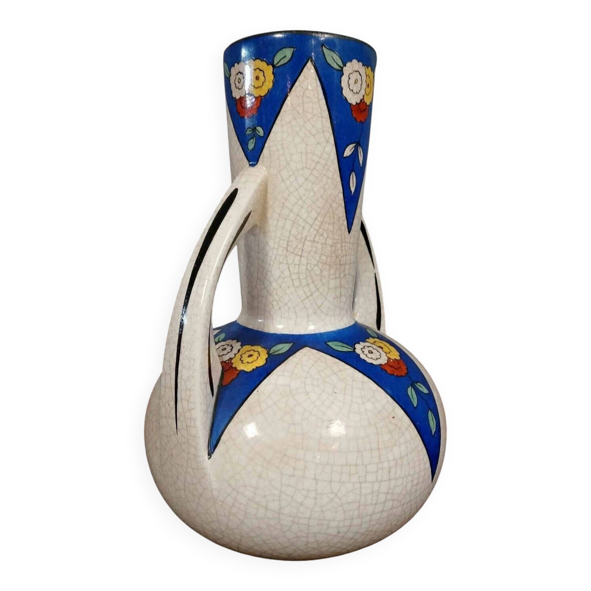 Large Art Deco period vase: Cracked ceramic print