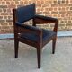 Vintage Armchair from the 70s/80s in wenge with black fabric, handmade.