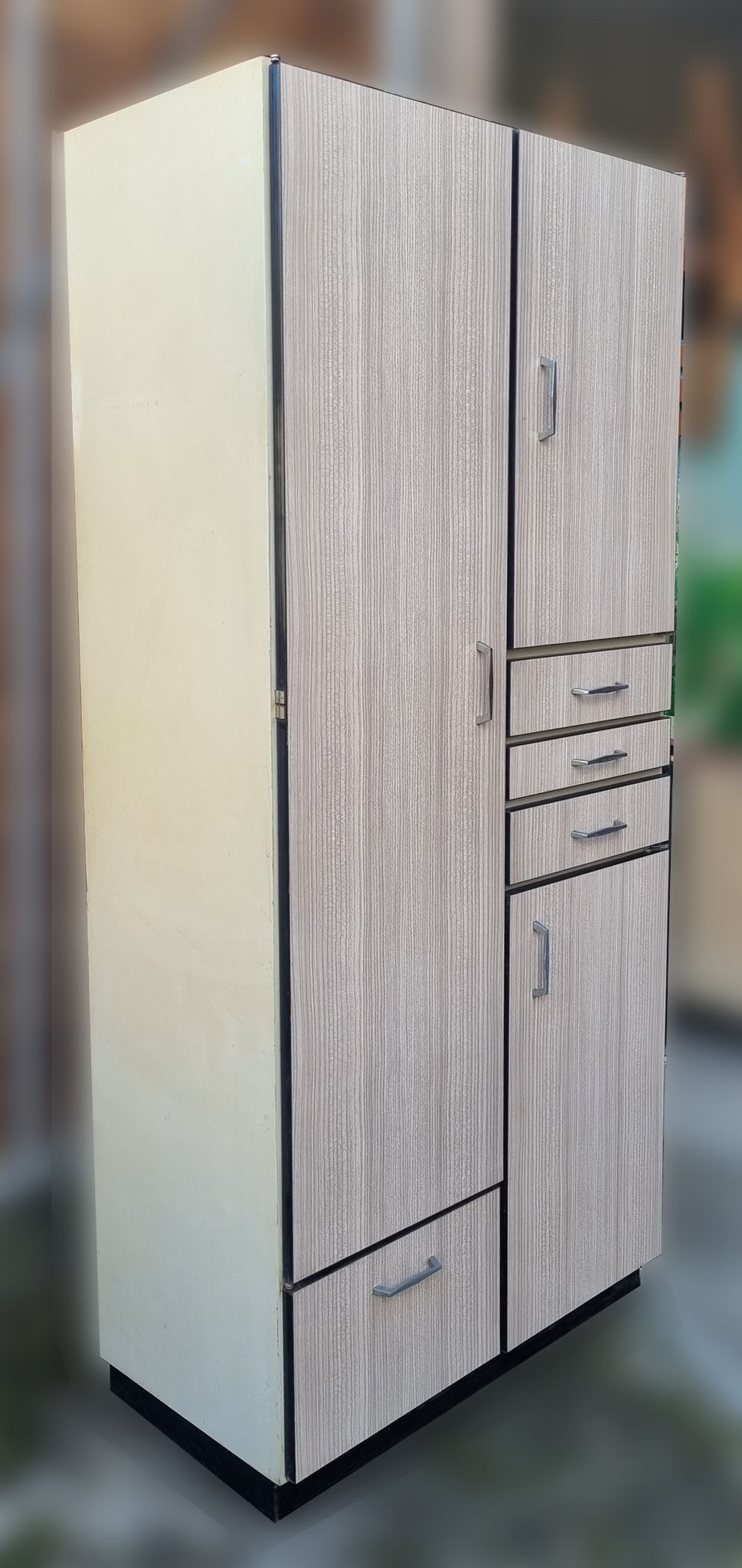 Formica sideboard, one body, formica, beige white weave, vintage, 70s