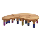 Studio Superego Modern Wood and Multicolor Plexiglass Italian Coffee Table