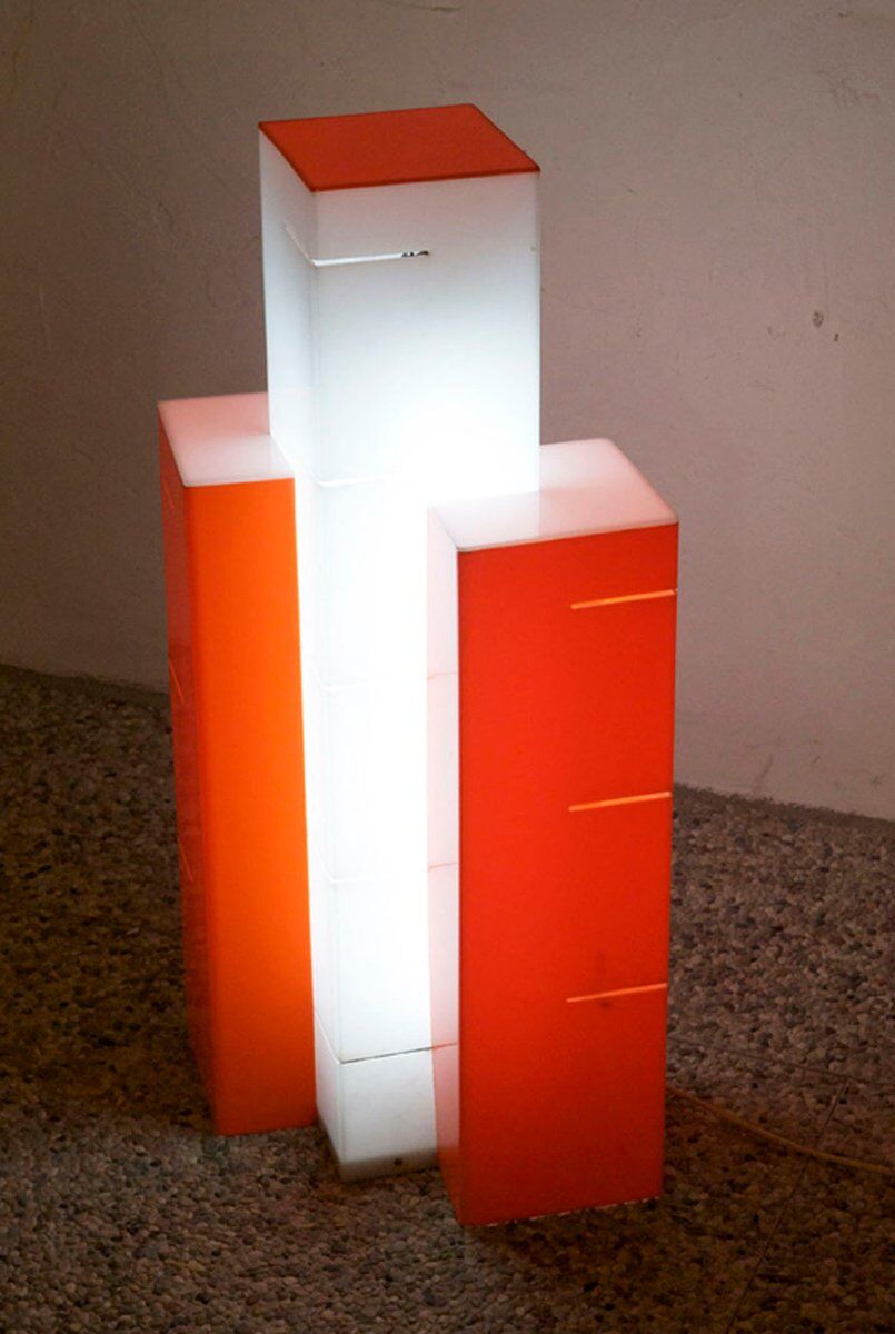 Lampadaire gratte-ciel en verre acrylique, années 1960
