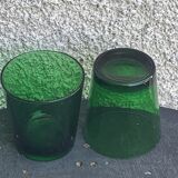 5 glasses in green glass with water or aperitif, made in italy, vintage