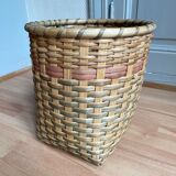 Green beige wicker basket