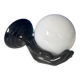 Vintage wall sconce with black hand and white opaline glass globe, 1970s L