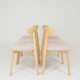 Dining Chairs Set of 6 Pink Soft Fabric Scandinavian design Natural wo