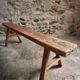 Rustic old wooden bench – Early 20th century – Seat in solid pine and base in chestnut